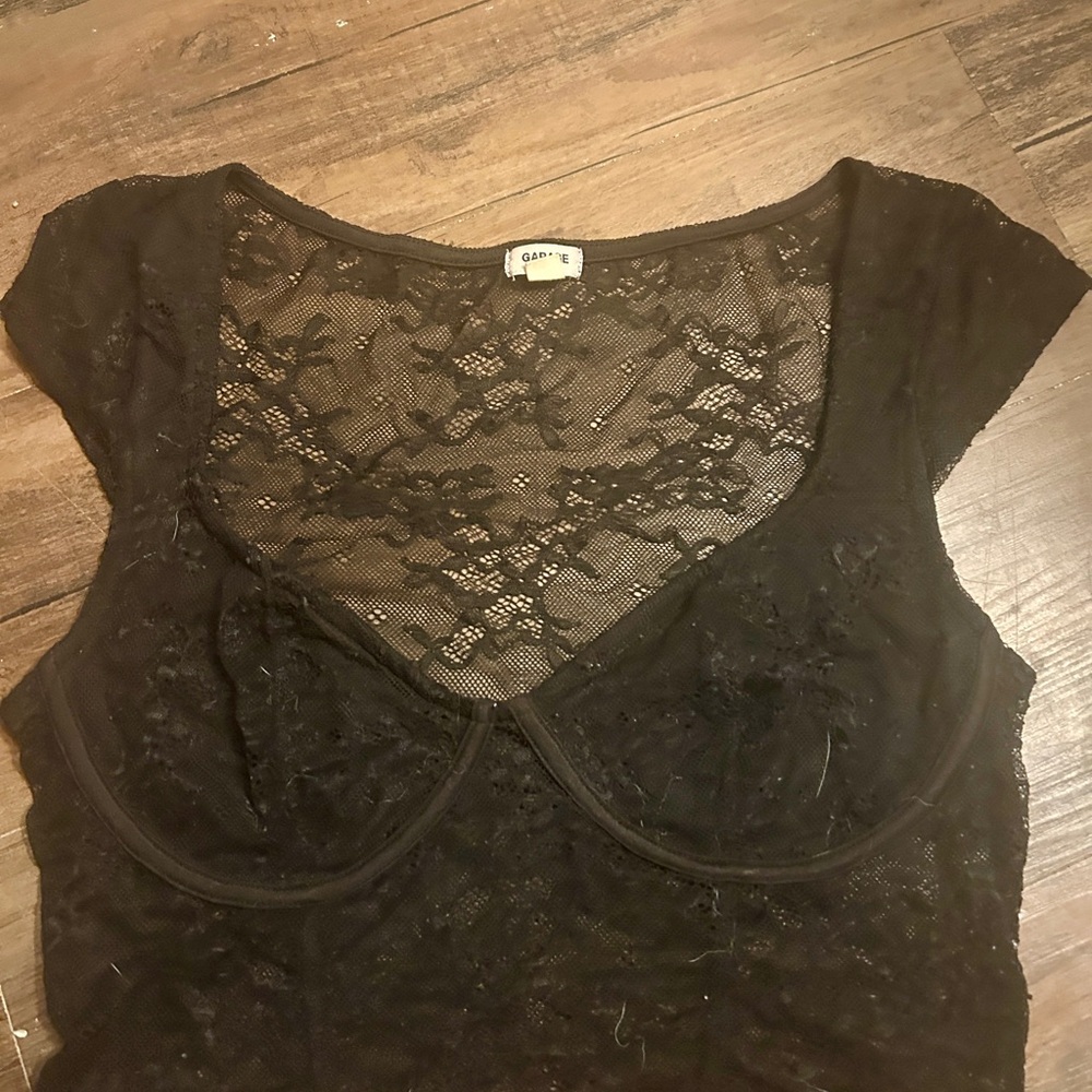 Garage Black Lace Overlay Top
